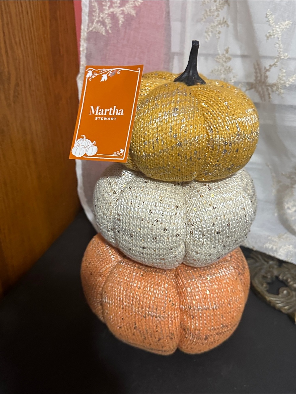 Martha Stewart sweater pumpkin trio decor